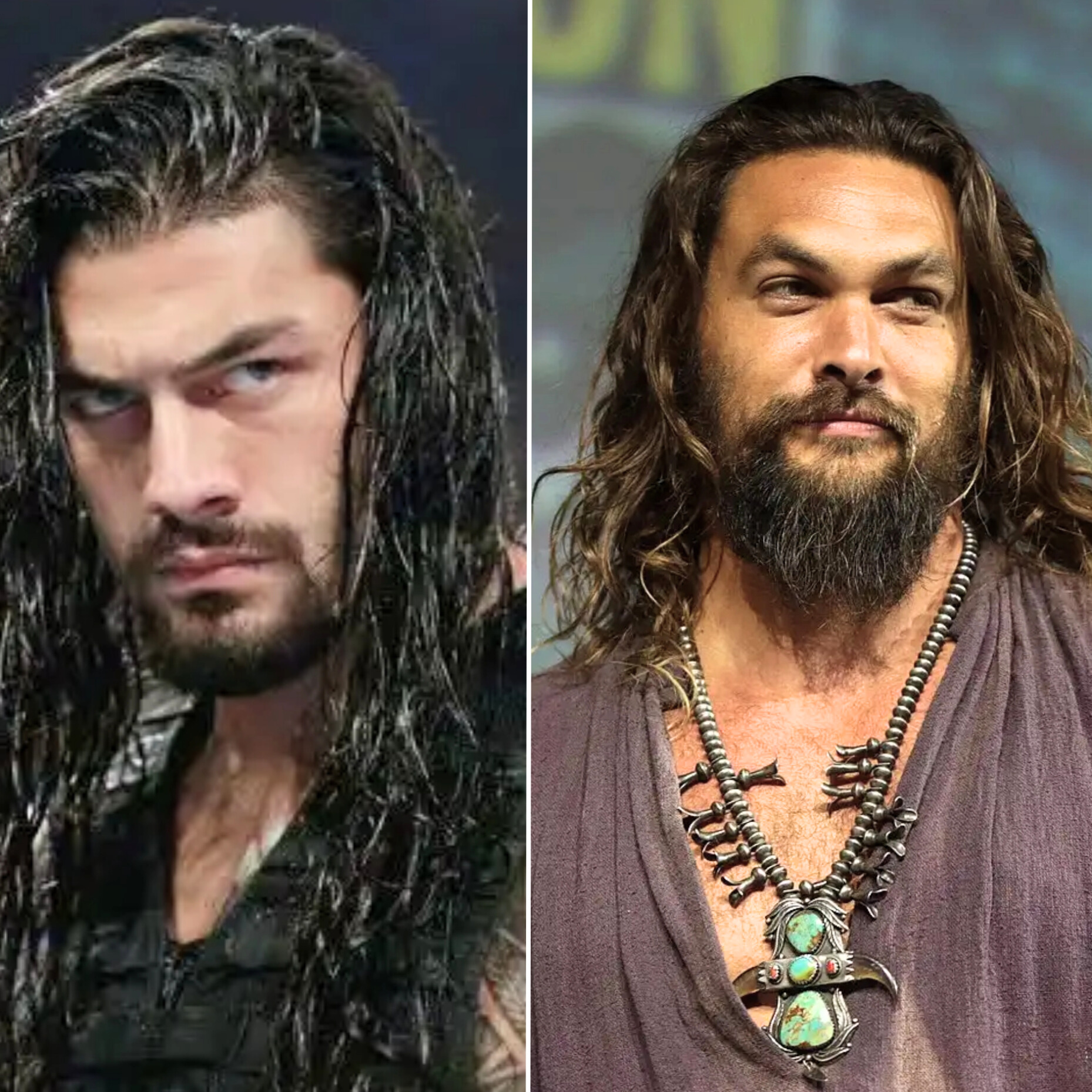 Jason Momoa and Roman Reigns